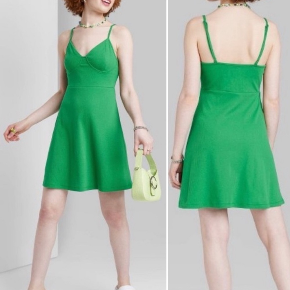 Wild Fable-Spaghetti Strap-Soft Rib Knit-Bustier Bust-line- Mini Dress-NWT-Sz L